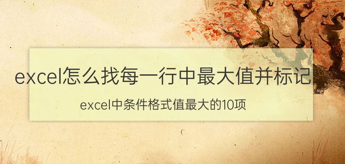 excel怎么找每一行中最大值并标记 excel中条件格式值最大的10项？